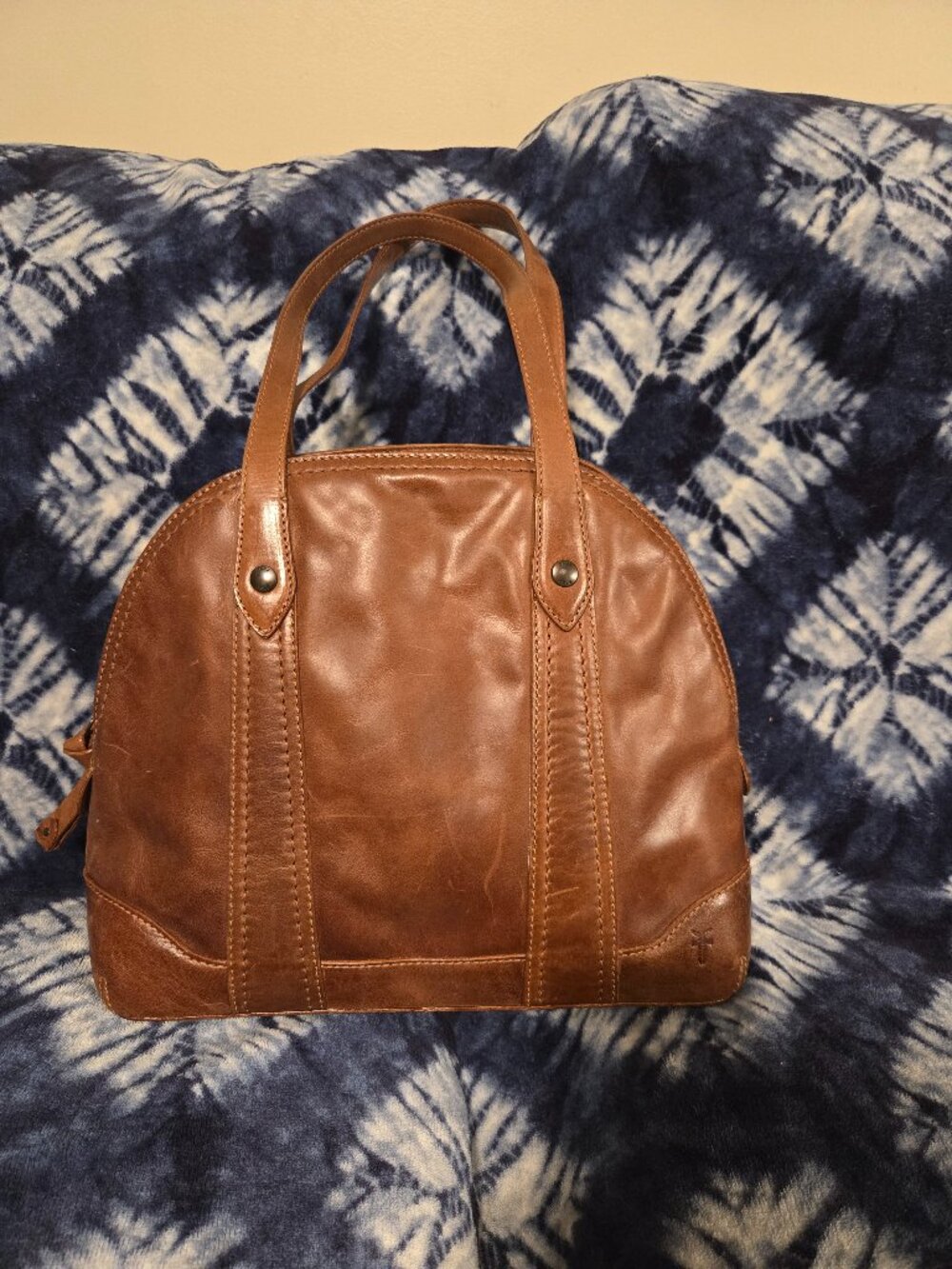Frye Melissa Domed Satchel in Brown Leather